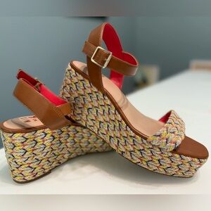 Mix No. 6 Brown‎ Wedge Sandals with Ankle Strap